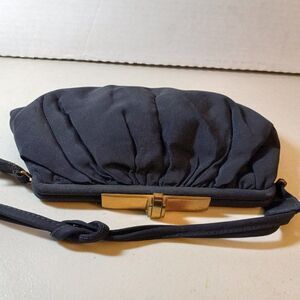 Vintage Blue Gold Tone Metal Lever  Pin Wristlet/bag Cottagecore Grandmacore